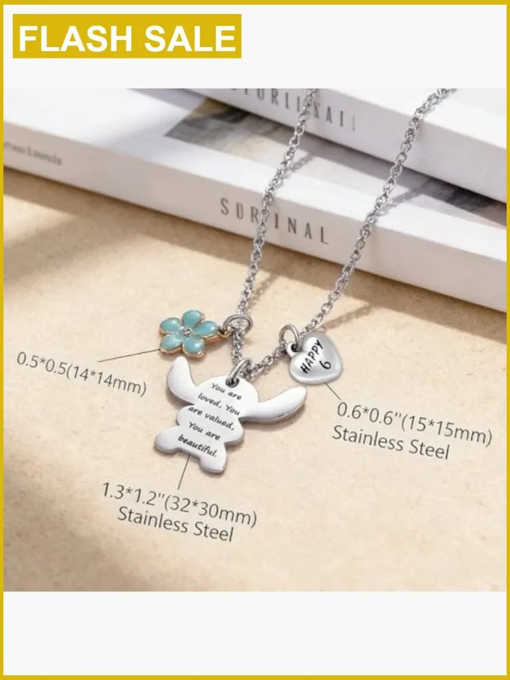Engraved Girls Necklace You Are Loved Valued Beautiful Pendant